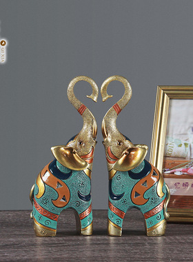 欧式大象摆件情侣象一对客厅摆设电视柜酒柜玄关饰品结婚礼品创意