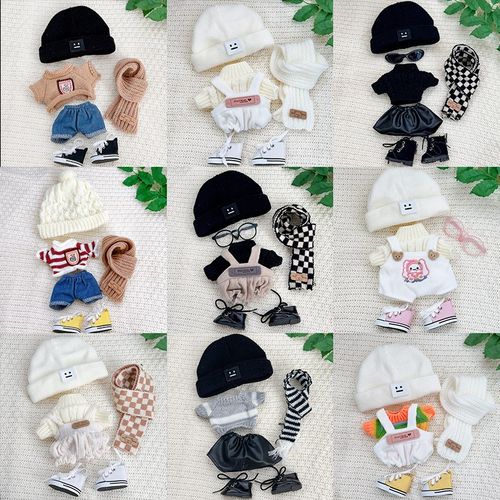 冬季娃衣合集20cm棉花娃娃毛衣围巾帽子套装玩偶公仔换装衣服替换