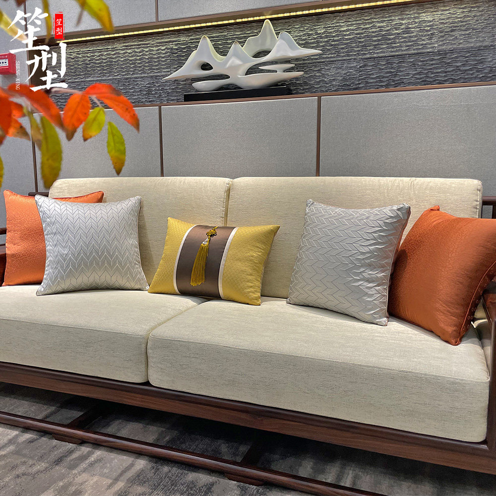 现代中式红木沙发坐垫新中式软体沙发垫带靠背软包实木海绵垫定制