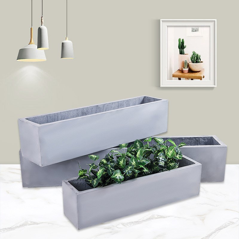 长方形水泥花盆花槽大号酒店手工镁泥马槽花盆园林景观种菜盆现货
