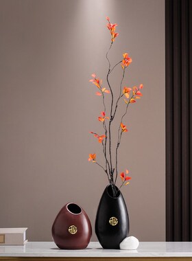 时来运转入户玄关壁龛摆件插花细长花瓶客厅电视柜新年高级感装饰