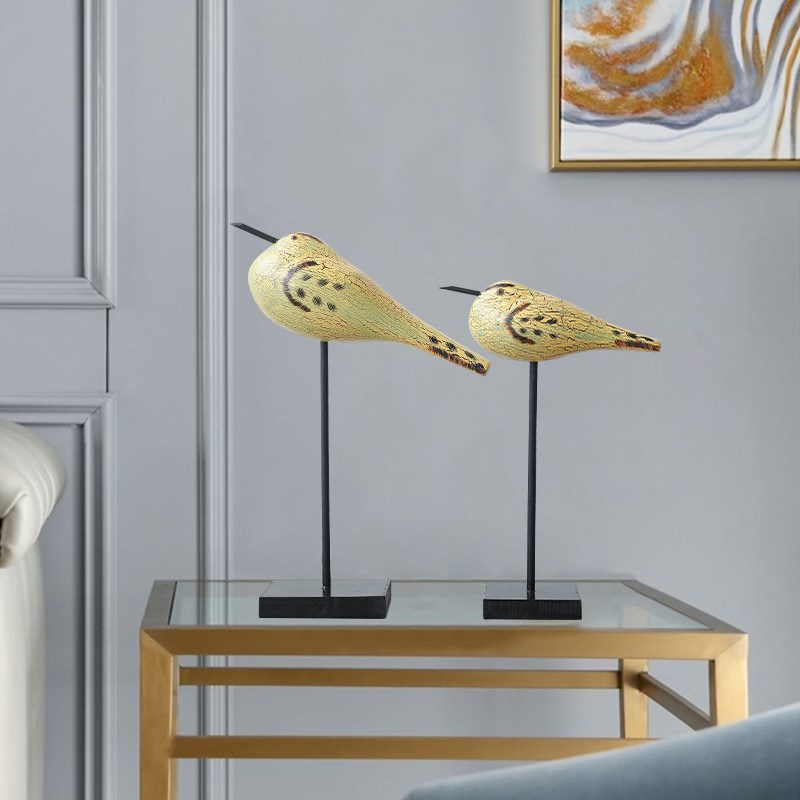 北欧简约原木裂纹鸟摆件木制工艺品创意客厅海鸟动物创意家居装饰