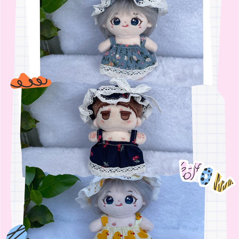 娃衣10CM棉花娃娃衣服海星体z正常体夏装连衣裙碎花裙Y加油冲鸭公