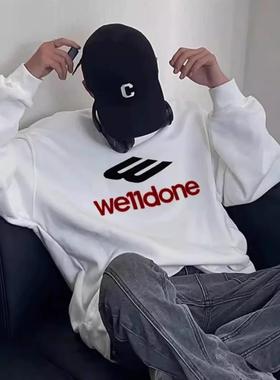 CTST美式KI 刺绣字母圆领毛圈卫衣春秋宽松潮流男女情侣款上衣 潮