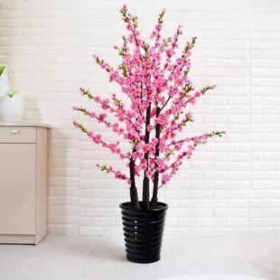 真桃花BFQ树盆栽盆景客厅大堂摆饰摆件假桃树真桃假树树私仿人仿