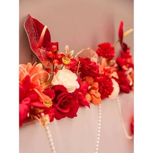 花结庆婚床头婚房藤布置装饰花XS100977藤新摆花房卧室沙发婚假花