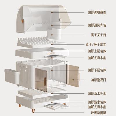 厨房碗架碗筷收纳盒家用塑料碗柜餐具收纳架碗碟盘沥水置物架