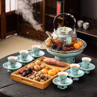 围炉煮茶一套冬日家用室内电陶炉烤茶煮茶器茶炉玻璃茶具茶壶套装