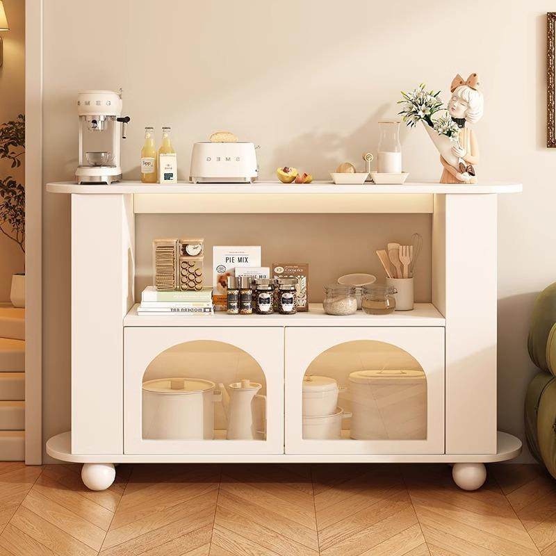 奶油风餐边柜靠墙一体储物柜家用边柜窄柜置物柜客厅收纳柜子斗柜,电子元器件市场,其它元器件,淘宝优惠券,粉丝福利购,淘宝优惠卷