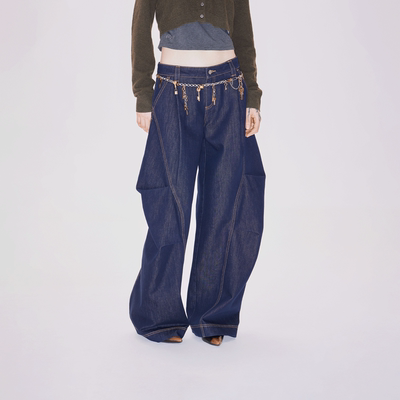 RURE工装原色牛仔裤弯刀阔腿裤