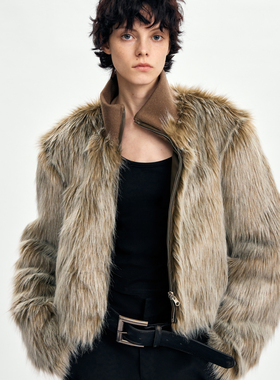 【张雨绮同款】RURE复古风格双面两穿环保仿银狐皮草外套短款秋冬