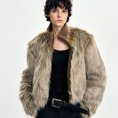 【博主同款】RURE复古风格双面两穿环保银狐皮草外套短款外套秋冬