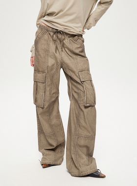 RURE 脏染洗水工装休闲裤子工装裤春夏季穿搭显瘦2025新款长裤