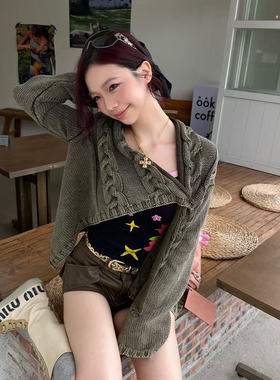 【gaia.ko推荐】RURE机车感毛织外套宽松复古毛衣秋冬新款女装