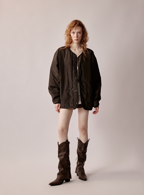 RURE廓形轻量复古两面穿绗缝羽绒服外套2025新款冬季女装轻薄保暖