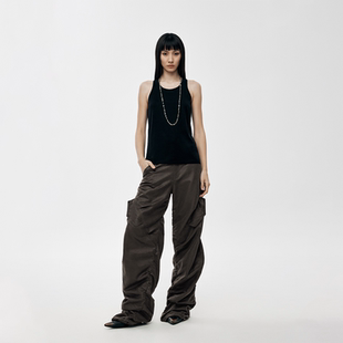 裤 仿皮设计感工装 阔腿裤 高智千金时尚 子 RURE 穿搭裤 水洗做旧风格