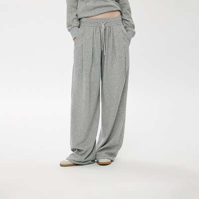 RURE未完成设计感毛边阔腿运动裤