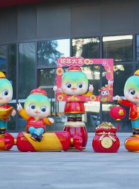 卡通生肖蛇摆件蛇年玻璃