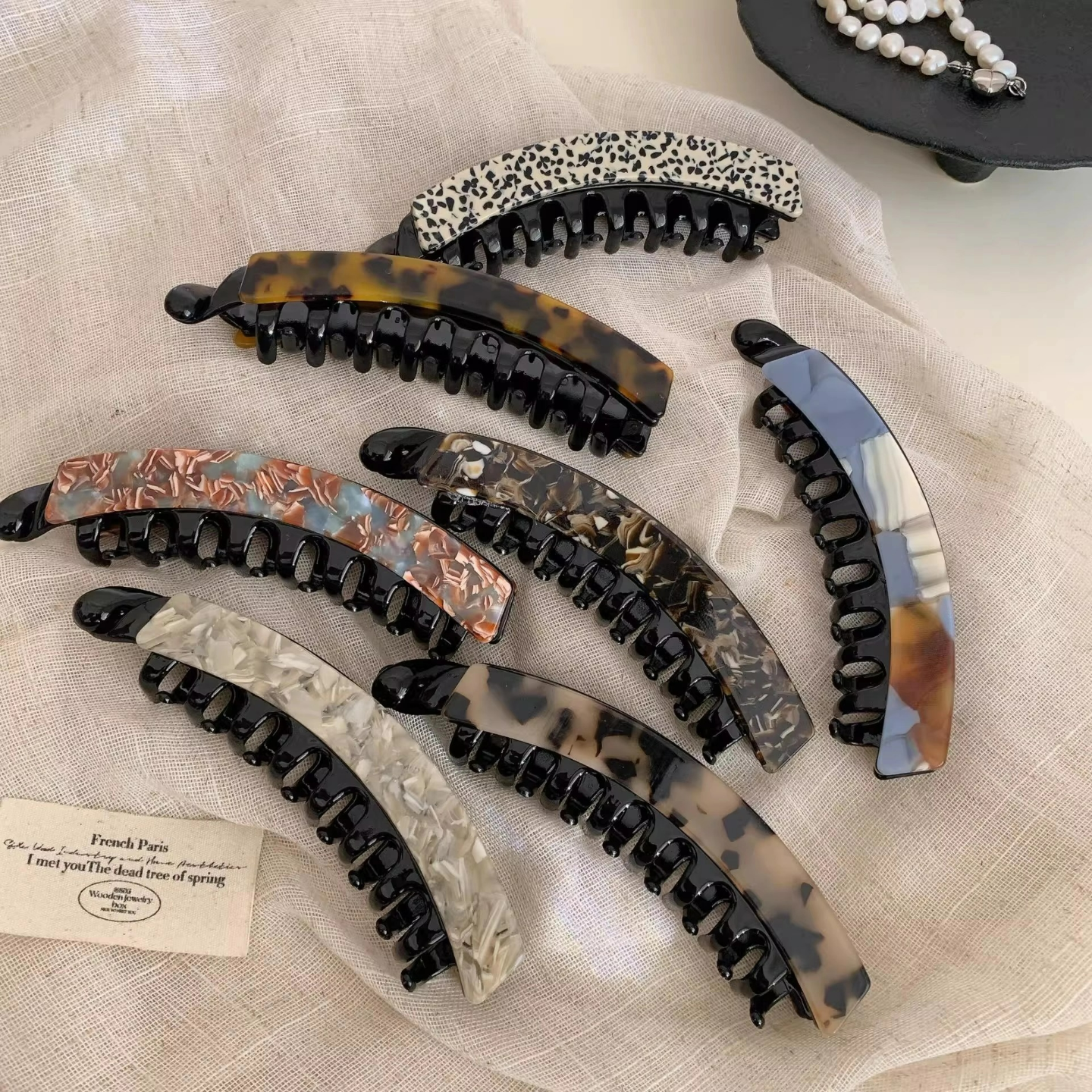 发量多醋酸香蕉夹大号！法式复古竖夹后脑勺纹理马尾夹发夹子头饰,饰品/流行首饰/时尚饰品新,发饰,淘宝优惠券,粉丝福利购,淘宝优惠卷