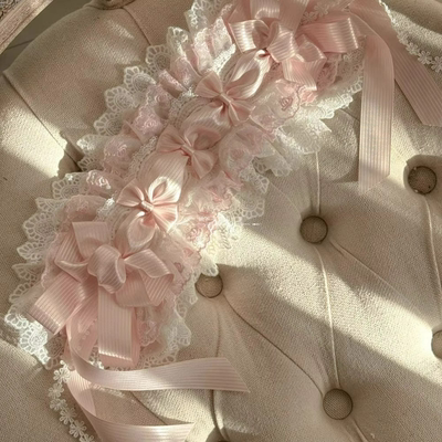 甜美可爱粉色洛丽塔发带