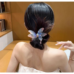 枯叶蝶蝴蝶发夹古风森系超仙侧边精致高颜值国风复古发饰汉服配饰