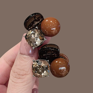 新款琥珀珍珠水钻抓夹小号刘海夹精致前额碎发夹公主头发夹子头饰