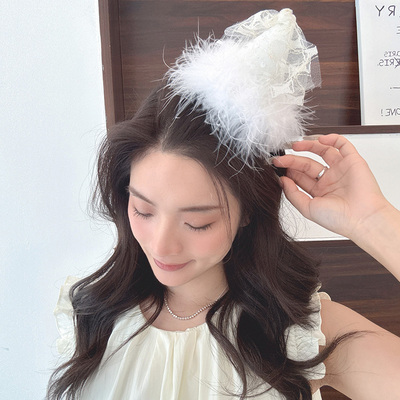 白色羽毛生日帽子头饰