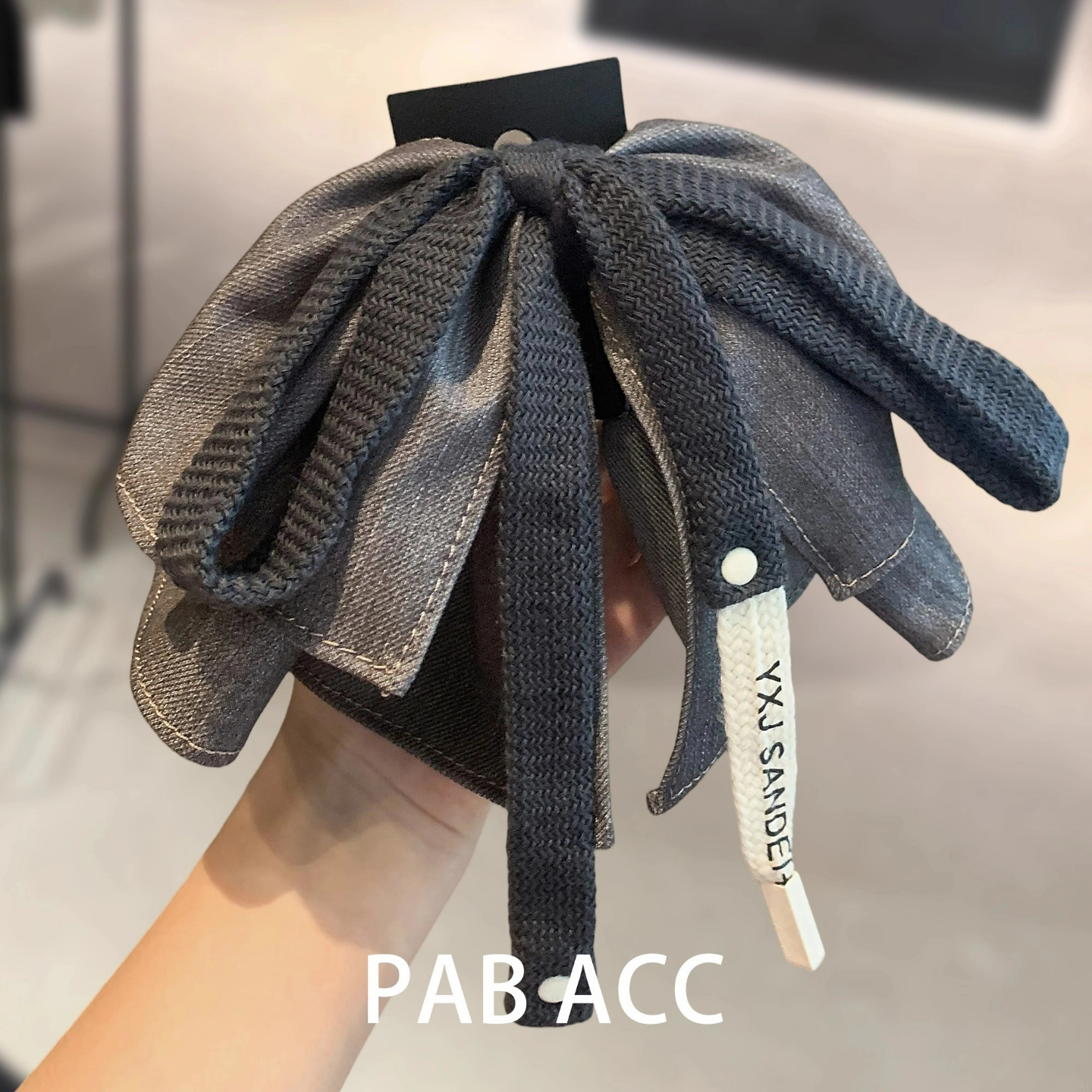 韩国洋气牛仔灰高马尾蝴蝶结抓夹发夹后脑勺高级感网红气质鲨鱼夹