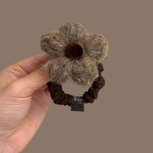 复古毛绒花朵发圈女洋气时尚
