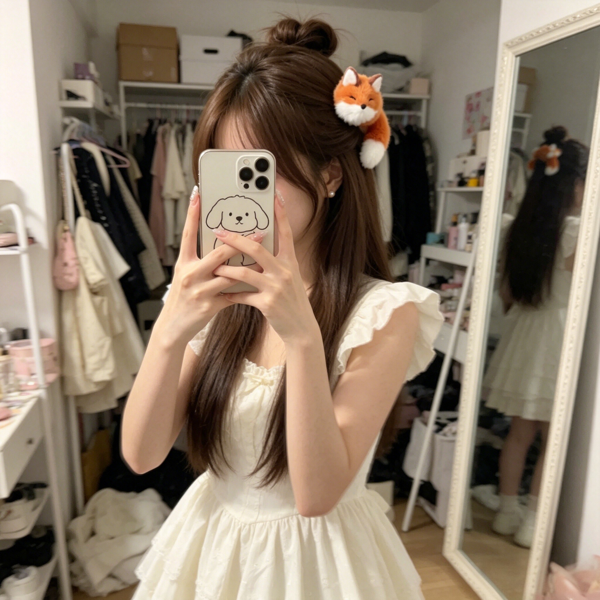 毛绒小狐狸发夹可爱少女心刘海夹侧边夹卡通赤狐碎发夹发饰卡通