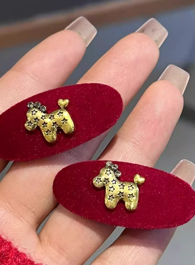 秋冬植绒小马发夹边夹侧边刘海夹子椭圆红色新年发卡鸭嘴夹子发饰