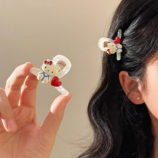 可爱kt猫爱心小抓夹精致碎发刘海夹头饰2025新款顶夹半扎发夹发卡