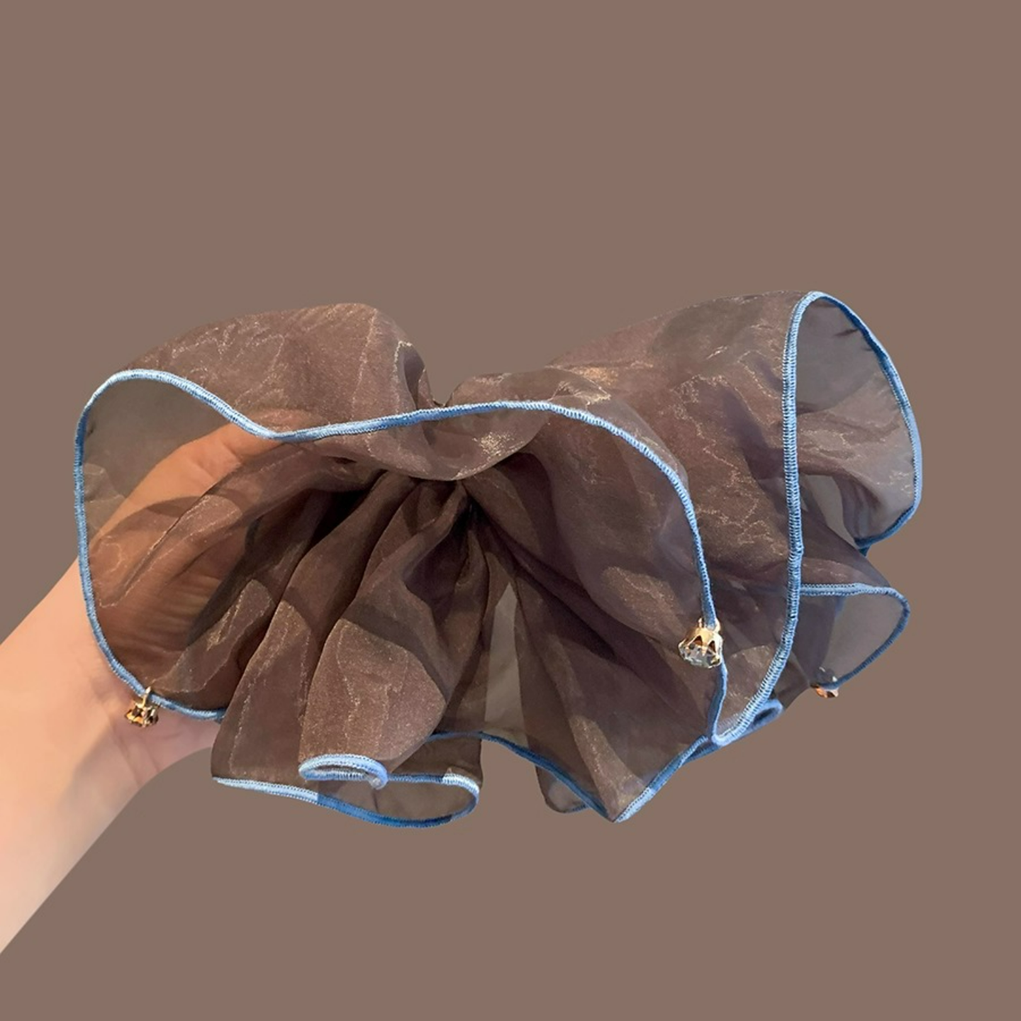 韩国新款咖色蓬松网纱一字夹弹簧夹半扎后脑勺盘发高马尾发夹头饰,饰品/流行首饰/时尚饰品新,发饰,淘宝优惠券,粉丝福利购,淘宝优惠卷