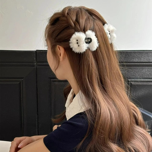 想rua~胖胖的小狮子对夹小号毛绒绒卡通抓夹碎发夹发饰头饰女可爱