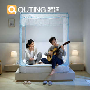 简约三开门蚊帐家用免安装蒙古包坐床蚊帐防摔加厚1.5m1.8m床纹账