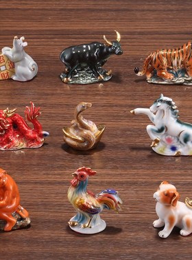 迷你可爱十二生肖鼠牛虎兔龙蛇马羊猴鸡狗猪现代新中式陶瓷小礼品