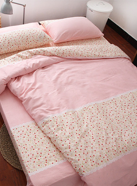 纯棉三件套四件套 全棉被单床单被罩枕套单人双人1.5米1.8m床宿舍