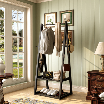 实木卧室挂衣架不占空间简易衣帽架落地家用房间室内挂衣服的架子