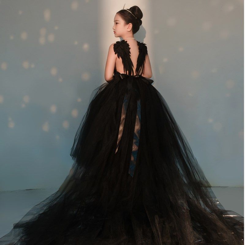 女童黑色公主裙模特走秀拖尾晚礼服洋气演出服影楼摄影模卡蓬蓬裙,童装/婴儿装/亲子装,儿童礼服,淘宝优惠券,粉丝福利购,淘宝优惠卷