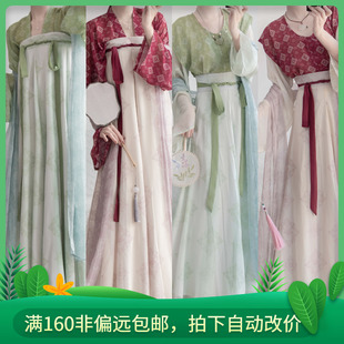 南鱼小记 青瓷梅子 齐胸带肩带八破衫裙唐背子齐腰唐制汉服春夏女