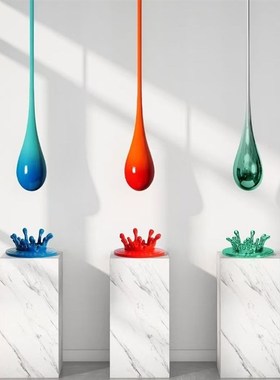 轻奢吊顶水滴吊饰玻璃钢雕塑挂件售楼处酒店大厅水花饰品橱窗装饰