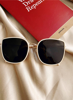 米白色偏光墨镜2021新款潮女适合圆脸级感大脸显瘦太阳眼镜女夏