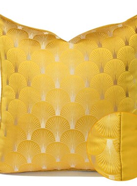 椅子大靠包轻奢简约现代绿色扇形图案酒店民宿沙发靠垫套代发