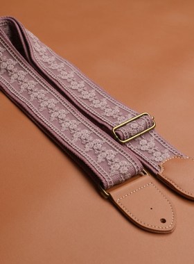 紫色蕾丝电吉他背带手工制作木吉他肩带民谣加宽背带5cm加厚个性