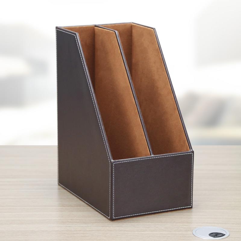 商务桌面文件杂志整理收纳盒档案盒二栏储物座办公用品文件座