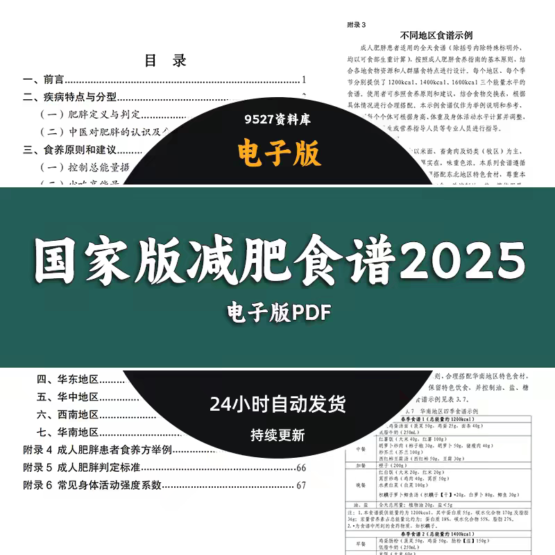 国家卫健委减肥食谱2025电子版打印pdf健康减脂成人肥胖食养指南