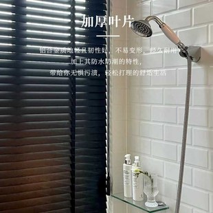 免打孔全遮光百叶窗帘卧室卫生间电动窗帘2024新款 拉卷式 升降卷帘