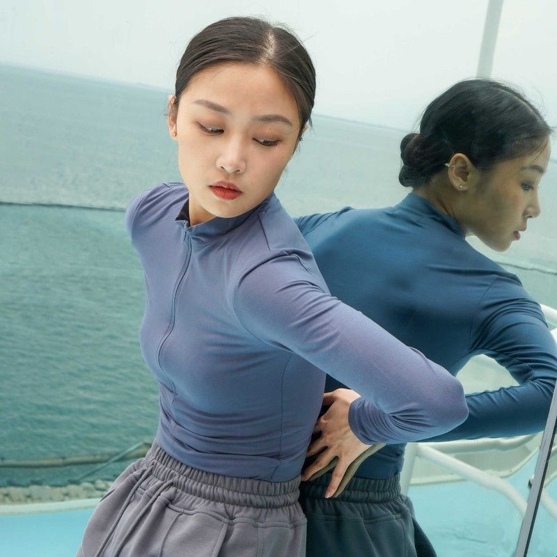 涂一TT2206现代舞蹈练功服女式紧身长袖上衣黑色表演训练瑜伽艺考图片