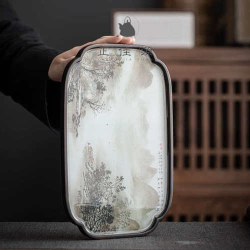 正佳源手工手绘小型茶具托盘国潮风竹制壶承干泡茶台复古圆形茶垫