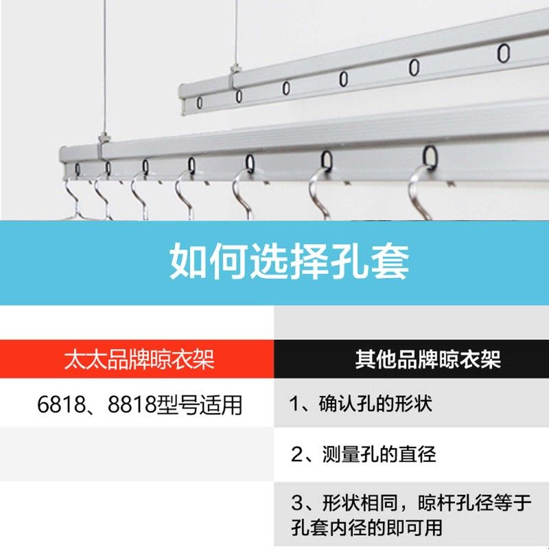 手摇晾衣架杆孔套橡胶圈阳台手动升降晒衣架通用型皮圈保护套配件图片